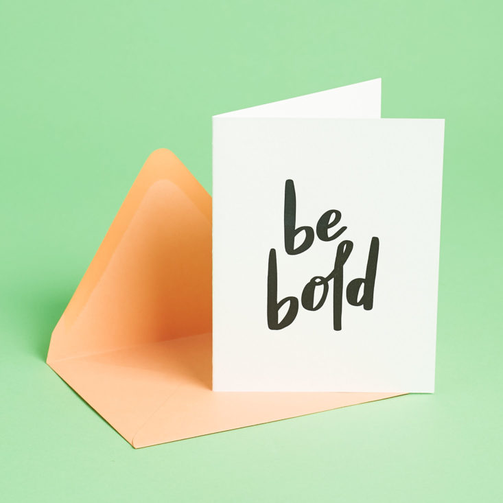 be bold greeting card and orange envelope