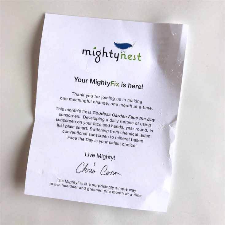 Mighty Fix January 2018 info card front