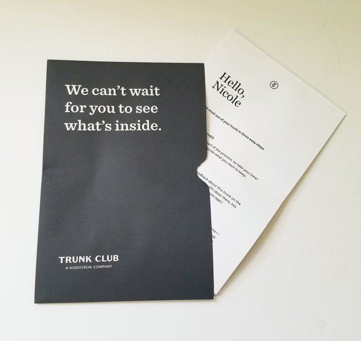 Trunk Club January 2018 envelope