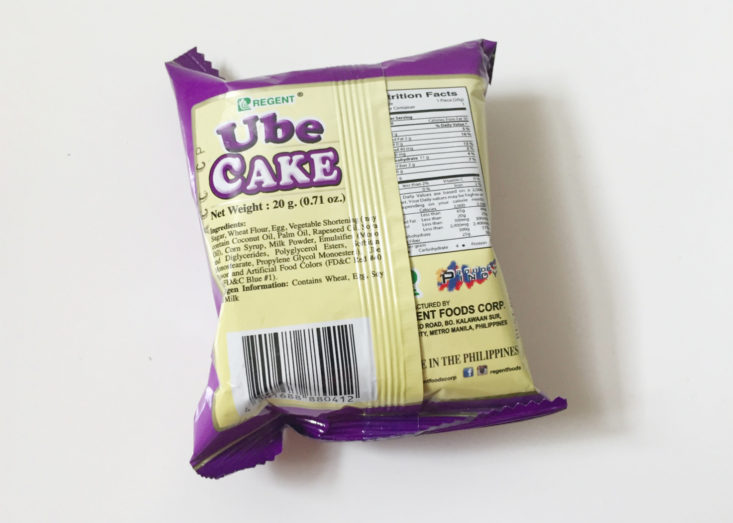 Ube Cake package back