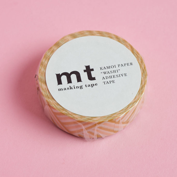 mt Washi Tape in gold and pink striped pattern