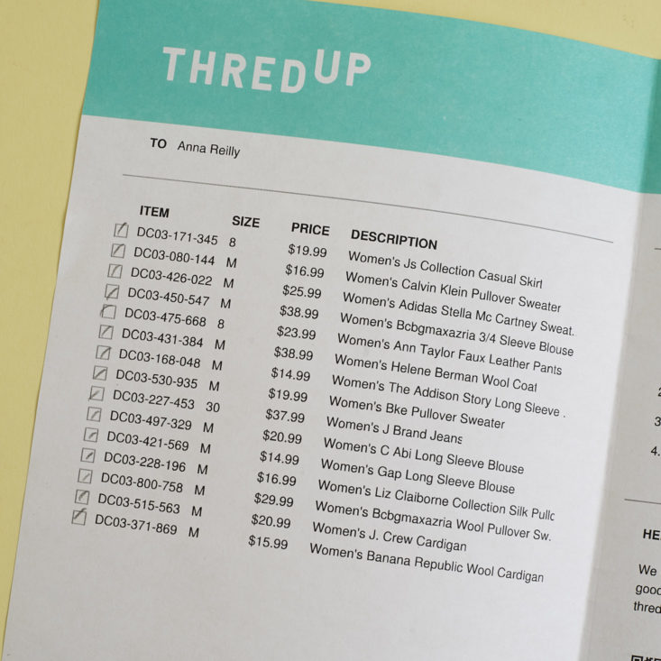 product list for thredup goody box