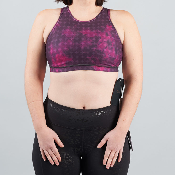 maroon patterned sports bra
