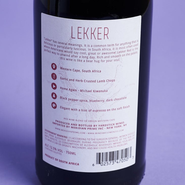 lekker red wine