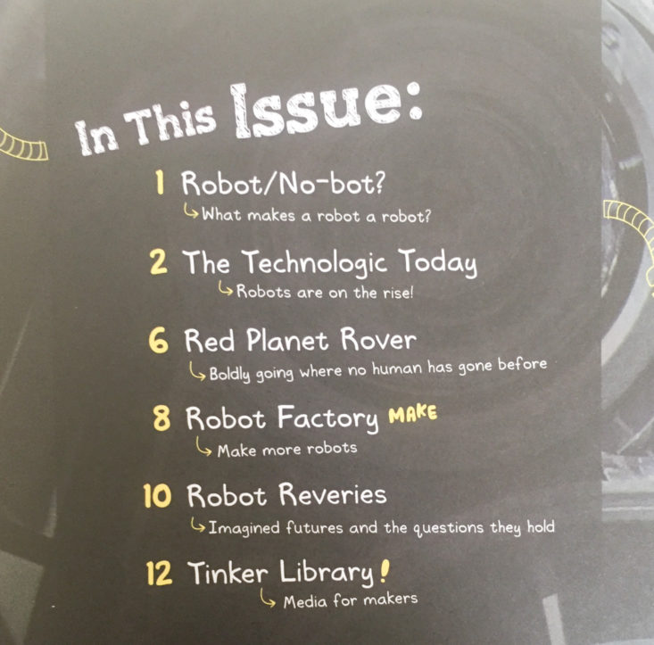 tinker crate walking robot december 2017 booklet table of contents