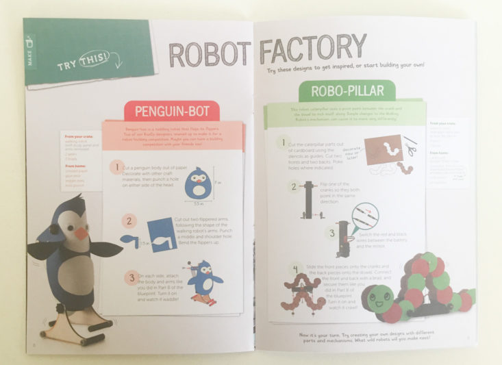 tinker crate walking robot december 2017 booklet inside