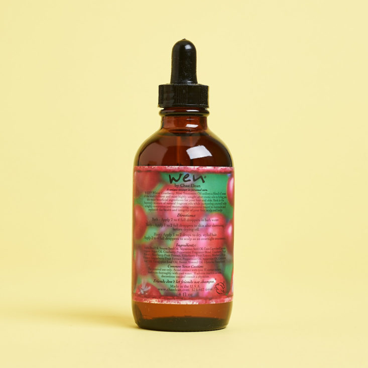 back of We Winter Cranberry Mint Treatment Oil