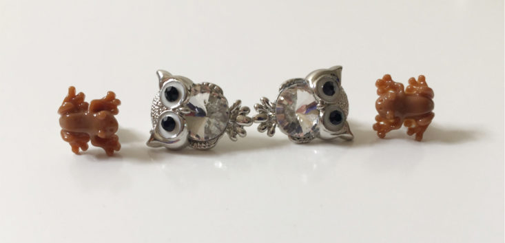 Owl and Frog Earring Duo