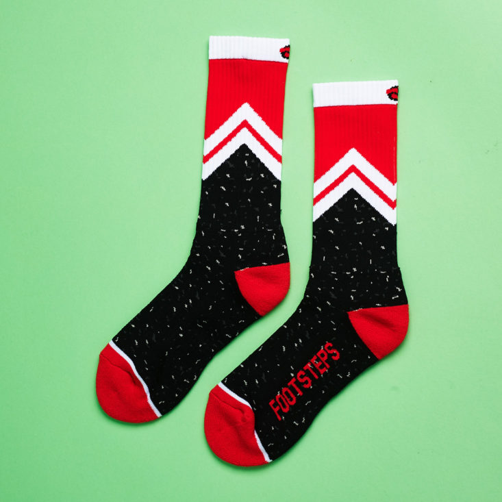 black socks with red accents side view