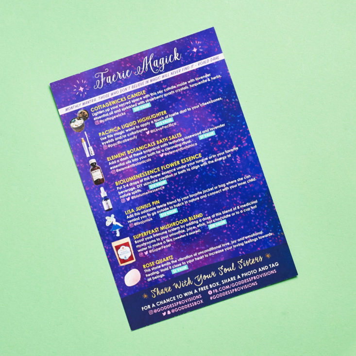info card for february 2018 goddess provisions box