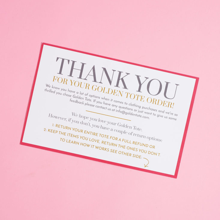 goldentote thank you note