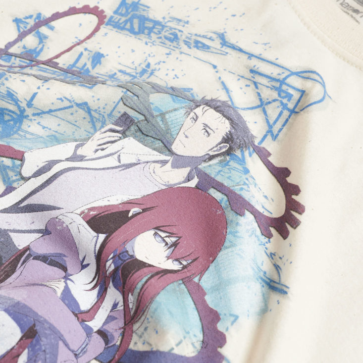 white anime gaming tee up close