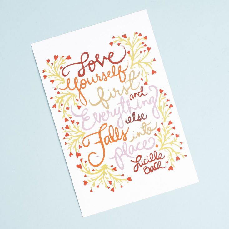 Love yourself first and everything else falls into place print