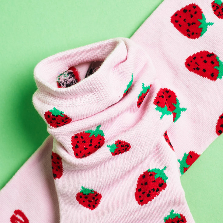 strawberry socks up close