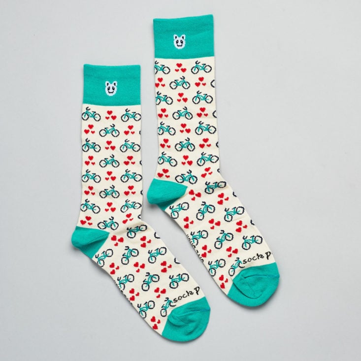 bicycle and heart print socks