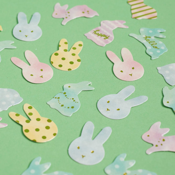 close up on bunny die cuts