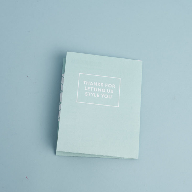 StitchFix Clothing Box February 2018 Invoice Back