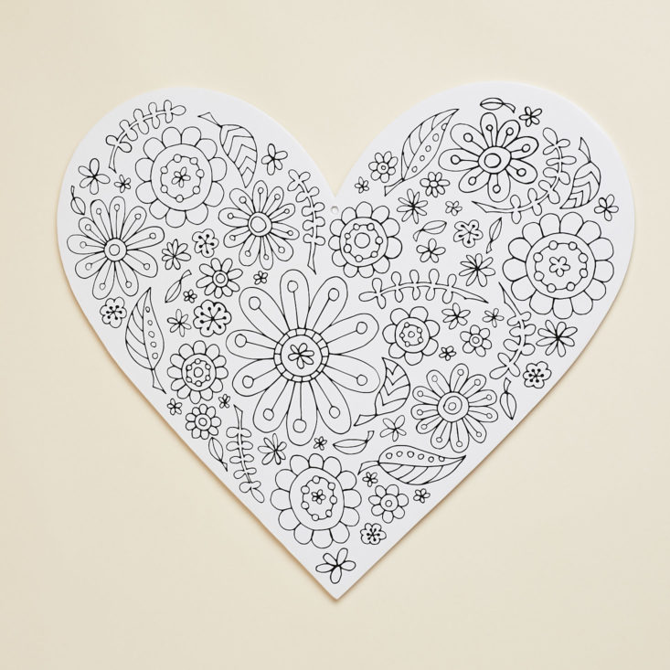 Color-in heart shaped panel