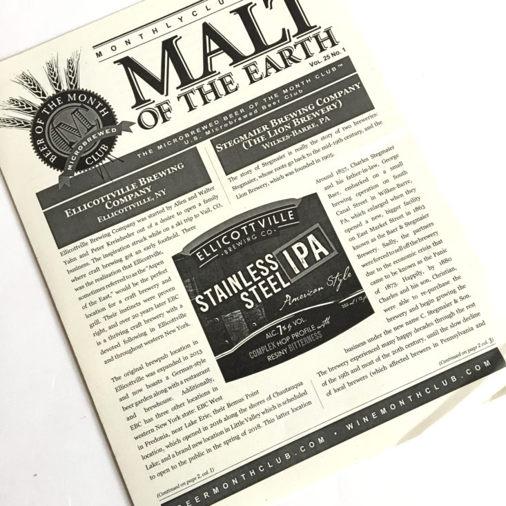 The Microbrewed Beer of the Month Club January 2018 - Monthly Booklet