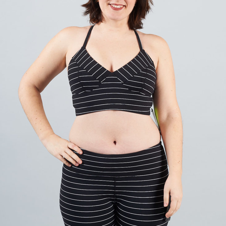 midi bra with black and white stripes