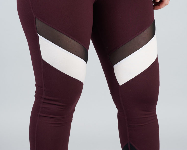 details on burgundy leggings