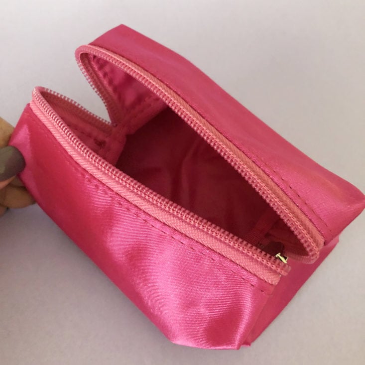 Bella Terra Pink Satin Makeup Bag open