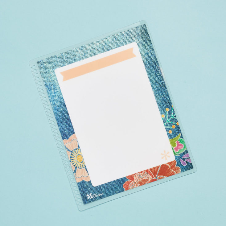 boho flowers trimmed plastic notebook cover, inside page