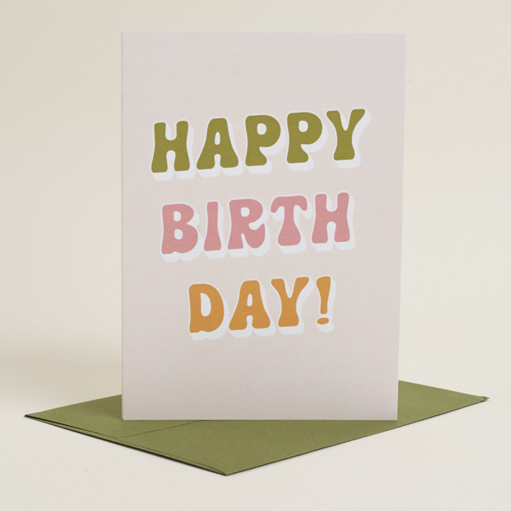 happy birthday card with 70s font