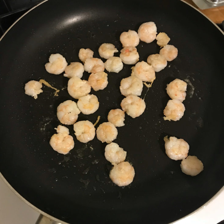 shrimp cooking in pan
