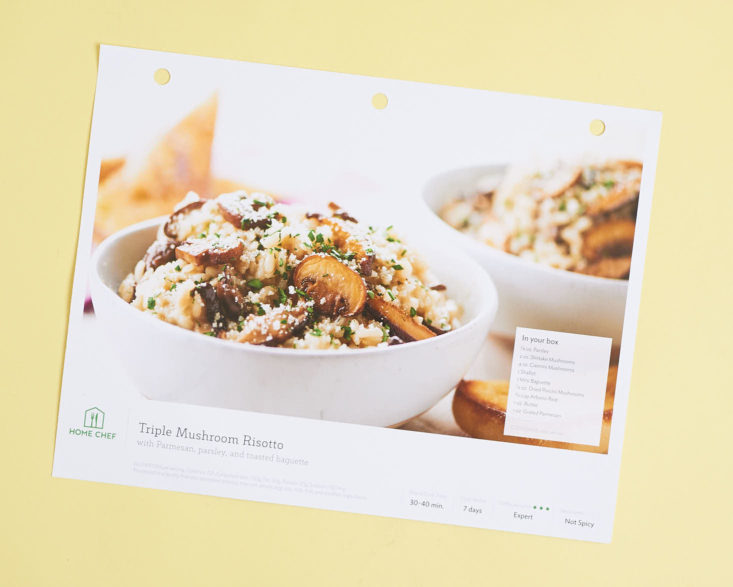 mushroom risotto recipe card