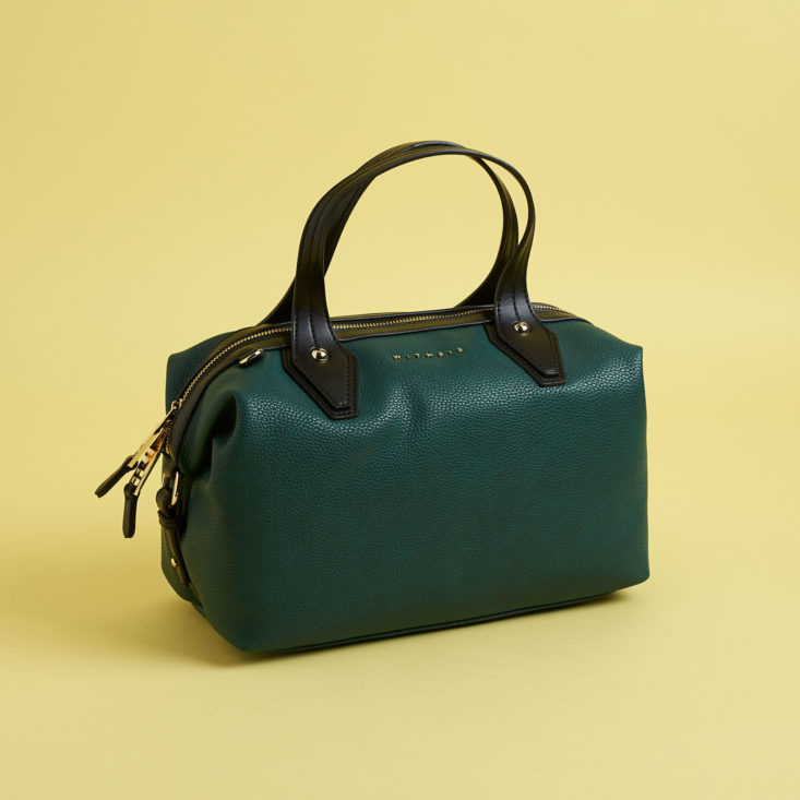 teal faux leather satchel