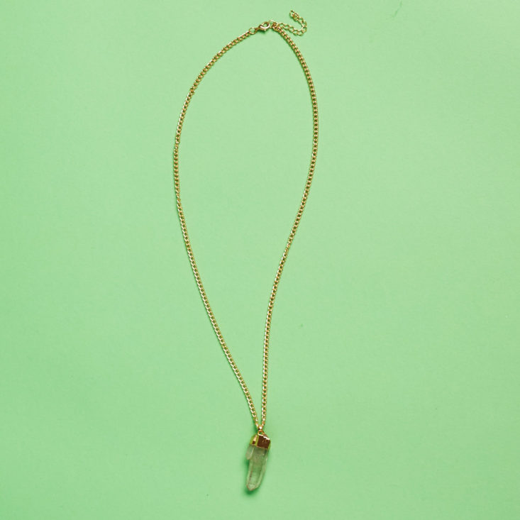 crystal necklace laid flat