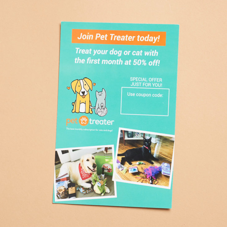 promo card for pet subscription box