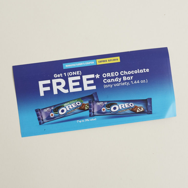 coupon for free OREO chocolate candy bar