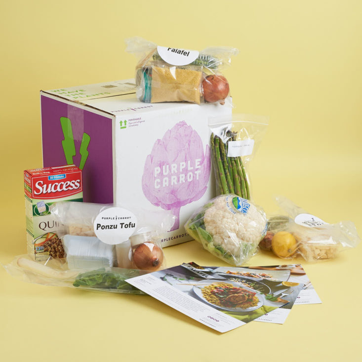 purple carrot vegan meal kit subscription box march 2018 order