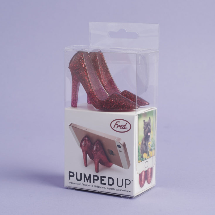 Fred Pumped up Ruby Slipper Smartphone Stand, in package