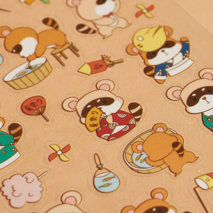raccoon characters sticker sheet up close