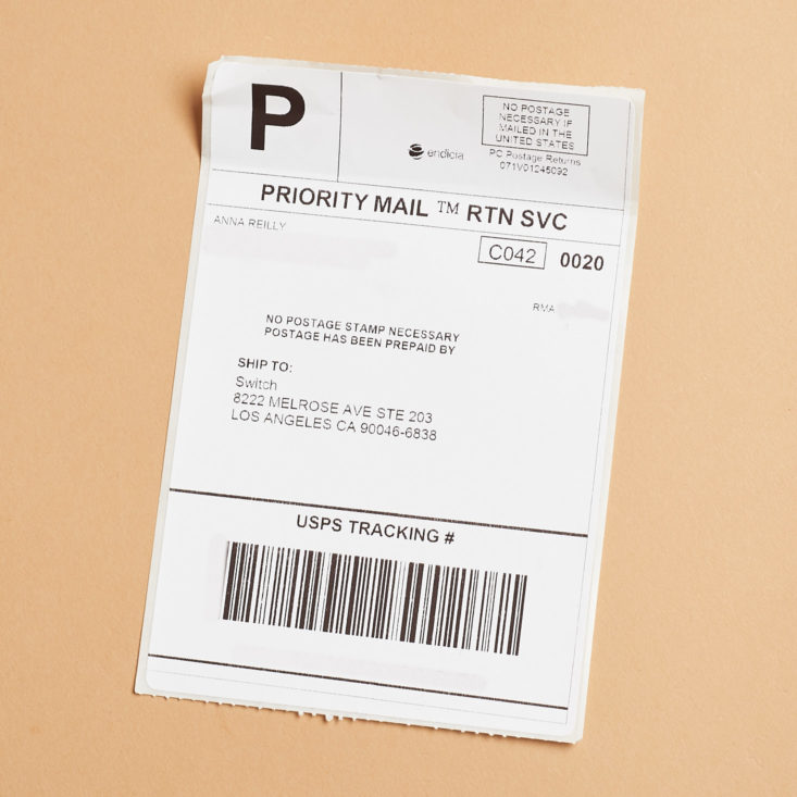 return shipping label