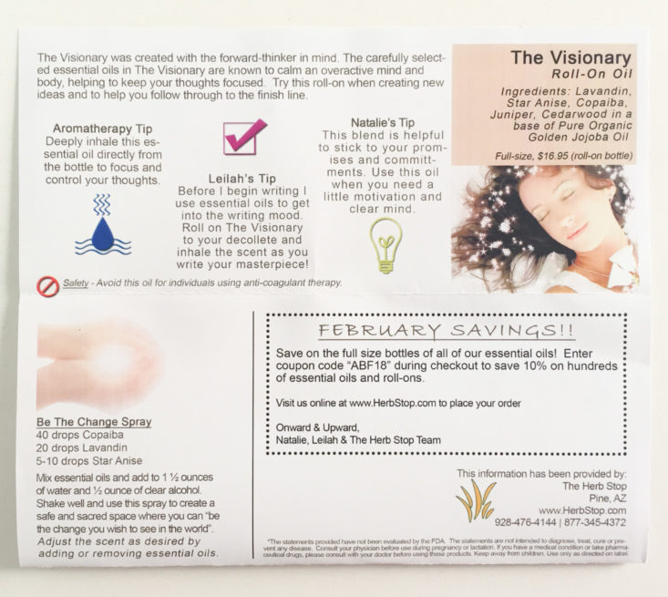 aroma box by herb stop the visionary february 2018 booklet 3