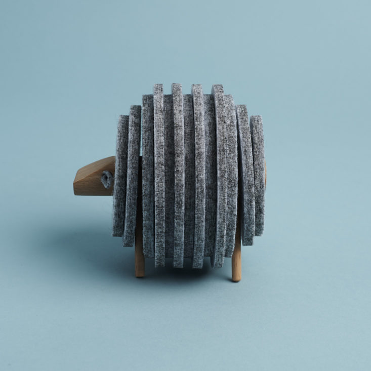 side view of Assembled sheep coasters with ears