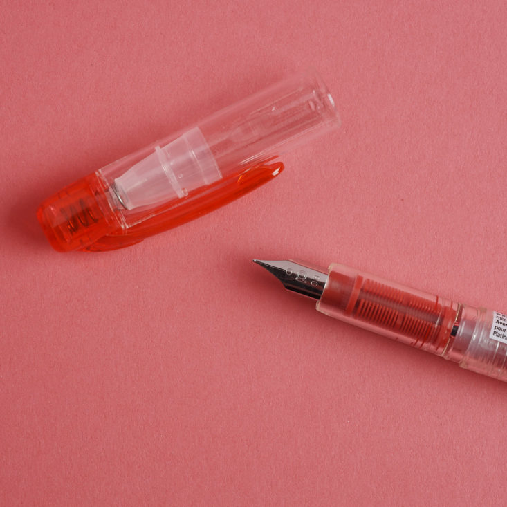 close up of tip of Platinum Preppy Fountain Pen in red