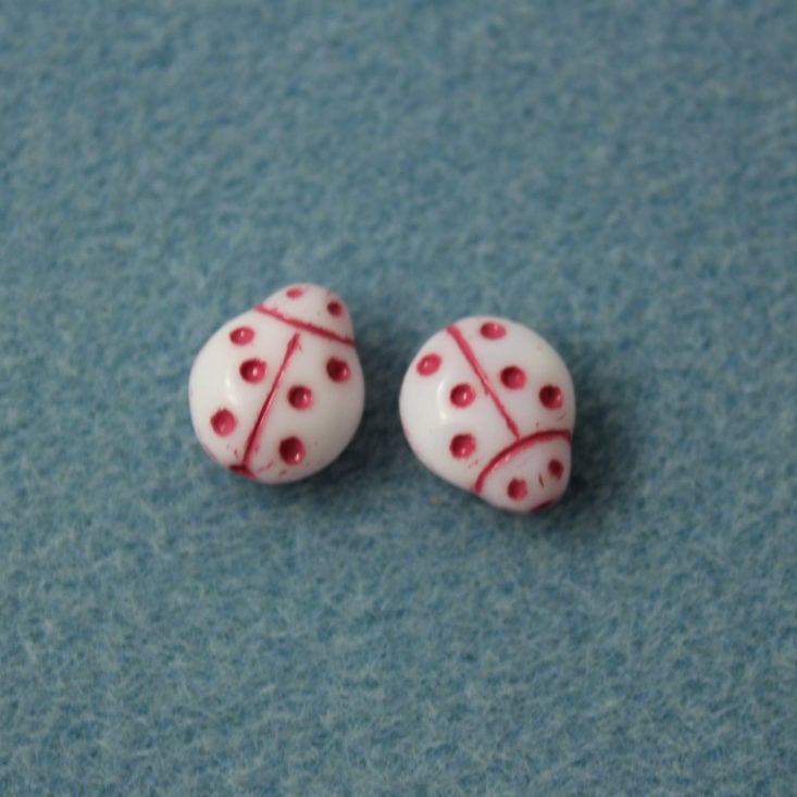 12 mm Czech Glass Ladybug in Opaque White with Pink Wash (2 pcs)