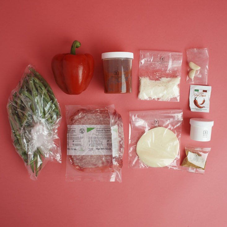 Provolone-Stuffed Turkey Mini Meatloaves ingredients, laid out