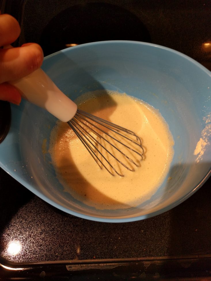 stirring garbanzo powder for socca