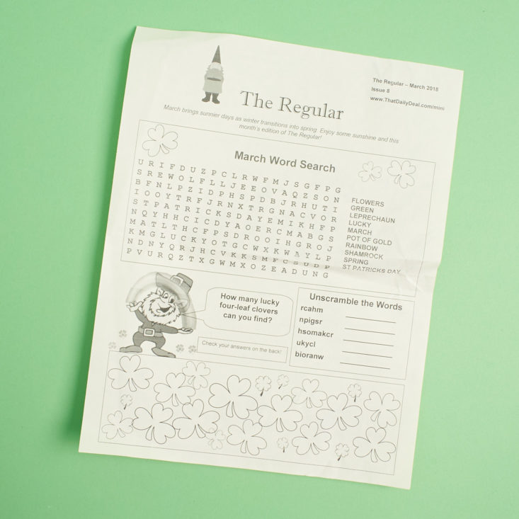 mini monthly mystery box of awesome march 2018 subscription box puzzle sheet