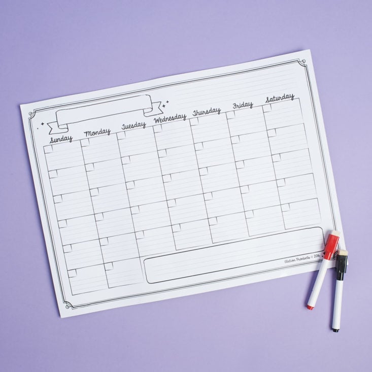 monthly mystery box of awesome dry erase pens calendar board