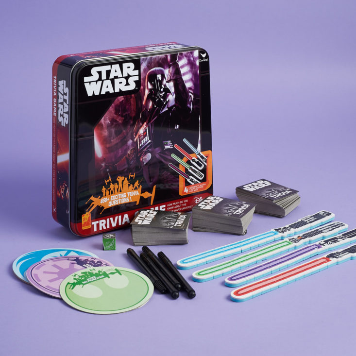 monthly mystery box of awesome star wars trivia game all pieces