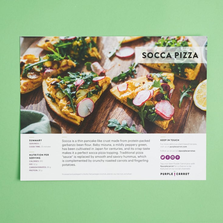 vegan socca pizza recipe card