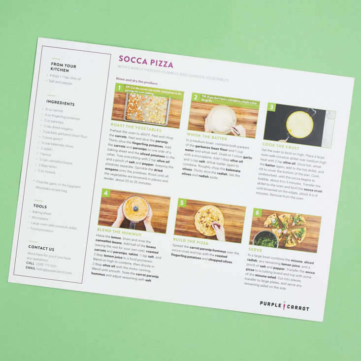 vegan socca pizza recipe card steps