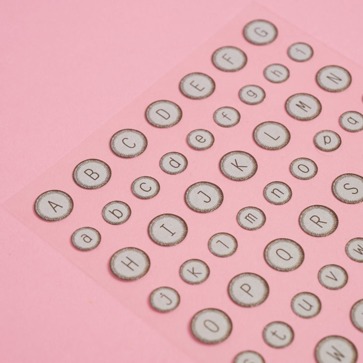typewriter letter stickers up close